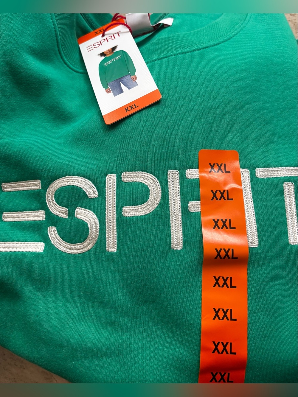 NWT Esprit Women's Logo Fleece Crewneck Sweatshirt Green Vintage S M L XL XXL